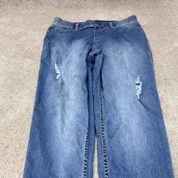 Lane Bryant Jeans Skinny Blue Distressed Pockets Women's Size 16 - Picture 6 of 12